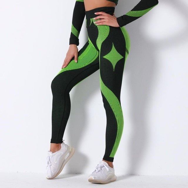 Autumn Color Patchwork Yoga Set Women Gym Clothes Fitness Long Sleeve Top Leggings Suit Push Up Workout New Tracksuit