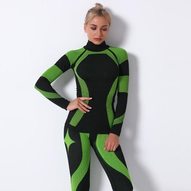 Autumn Color Patchwork Yoga Set Women Gym Clothes Fitness Long Sleeve Top Leggings Suit Push Up Workout New Tracksuit