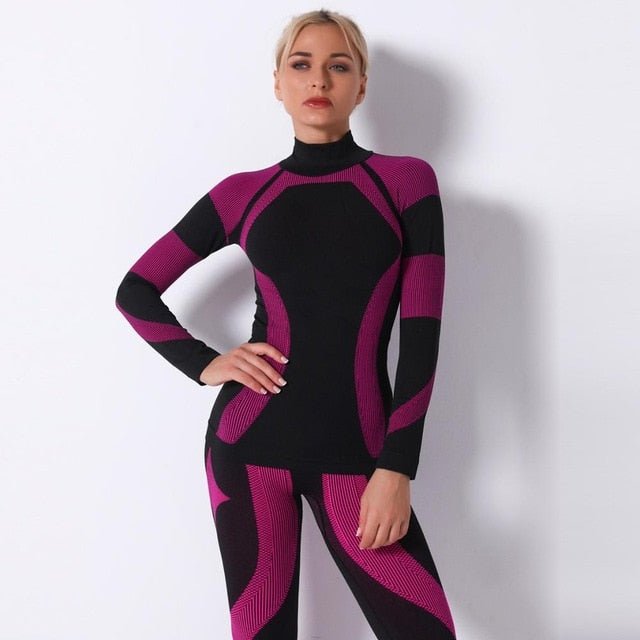 Autumn Color Patchwork Yoga Set Women Gym Clothes Fitness Long Sleeve Top Leggings Suit Push Up Workout New Tracksuit